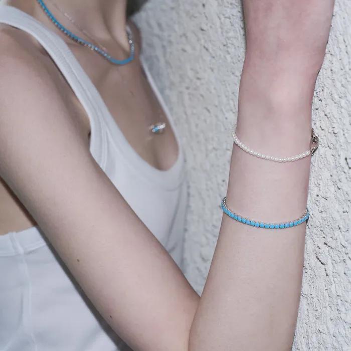 [925 SILVER] TURQUOISE TENNIS B