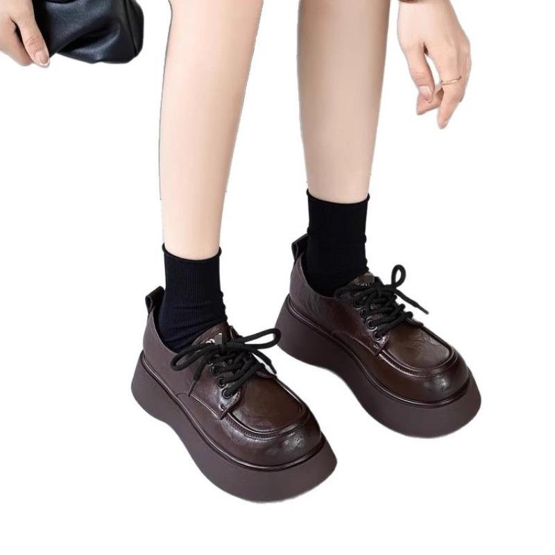 Platform women's autumn new versatile fashion casual versatile lace-up small leather shoes