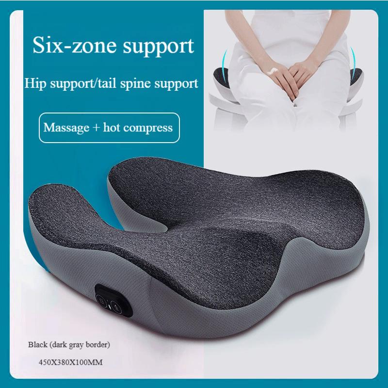 3-in-1 Heated Massage Seat Cushion with Vibration, Coccyx Support for Office & Home, Pressure Relief & Relaxation