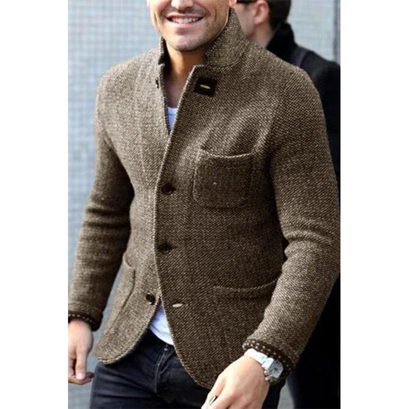 Herren Stehkragen Freizeitjacke mit mehreren Taschen, erhältlich in Dunkelgrau, Marineblau, Hellgrau und Khaki