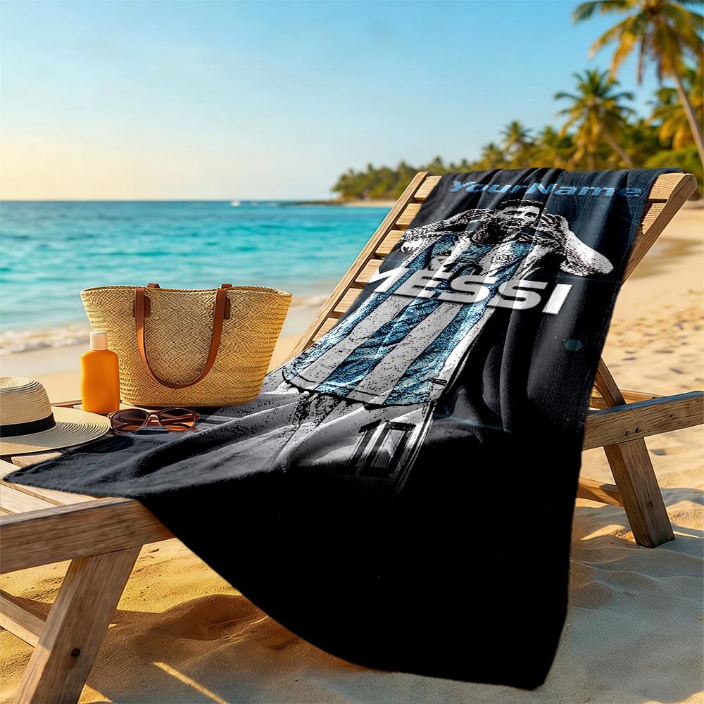 Messi Customize Your Name Beach Towel Super Soft & Absorbent Suitable for Sports Travel Swimming Yoga Bathroom Beach And Pool