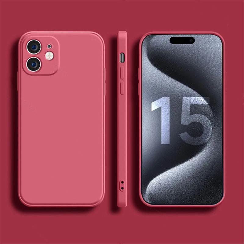 Handyhülle für iPhone 15 Pro Max, Hautgefühl, weiche quadratische Flüssigsilikonhüllen für iPhone 15 Pro Max Plus 15pro 15promax 15plus, stoßfeste Rückseite