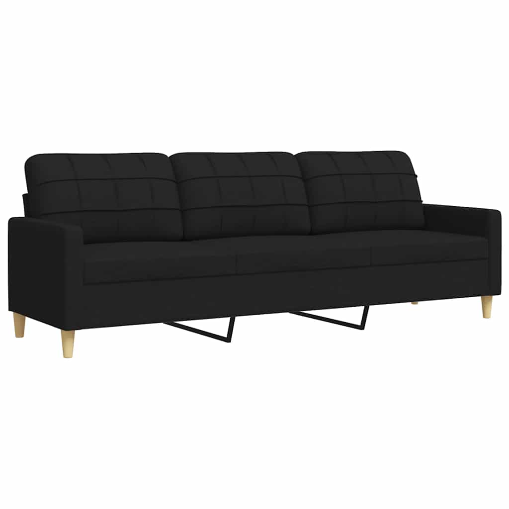 3 Seater Sofa Black 210 cm Fabric