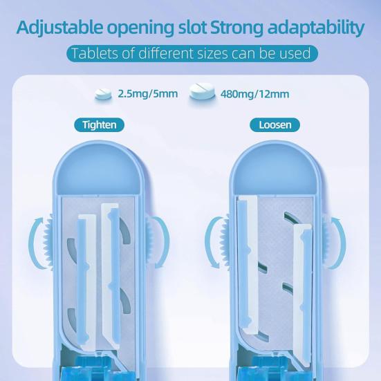 Pill Cutter Medicine Splitter with Sharp Blade Adjustable Design Compact Portable