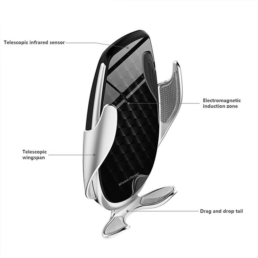 10W Car Wireless Quick Charger Automatic Clamp Smart Sensor Mount Holder For Phone RX