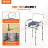 Commode Chair, Bedside Commode with Wider Toilet Seat, 7-Level Adjustable Height, 5.8L Removable Bucket, Easy To Assemble, 350 LBS Capacity, Raised