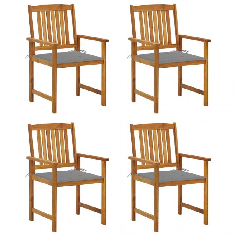 Day and Night - Day and Night Garden Chairs with Cushions 4 Units Solid Acacia Wood