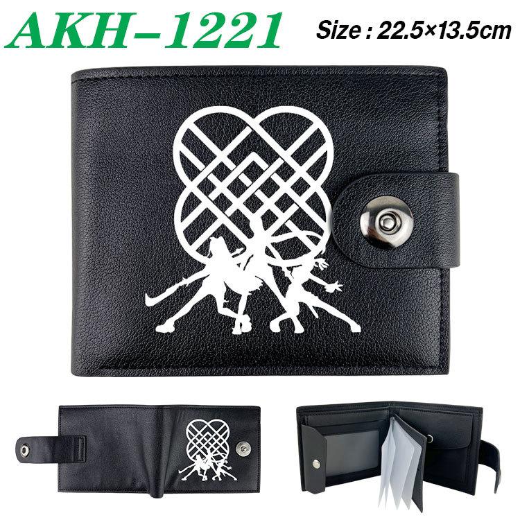 K-Pop Demon Hunters Wallet Black Soft Leather Snap Closure with Zipper Coin Pocket 1pcs