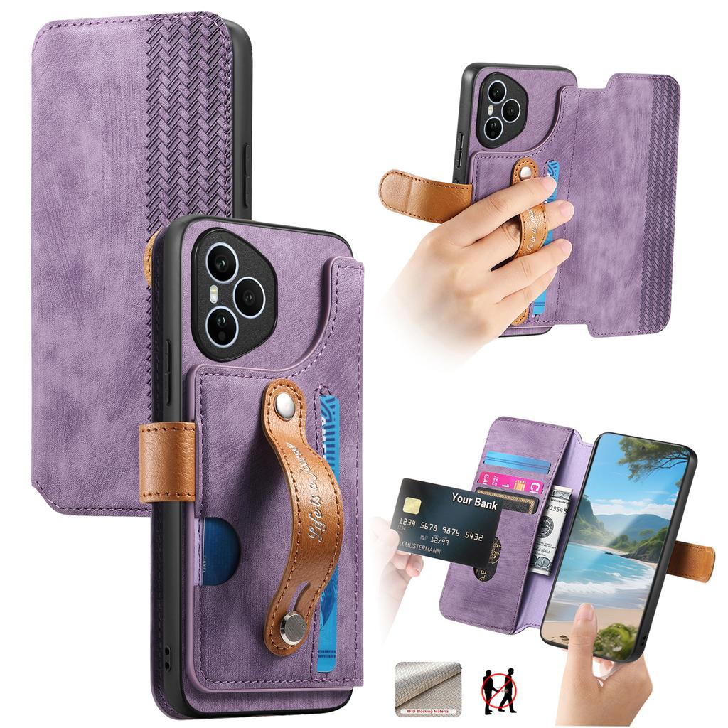 For Honor 400 Pro 5G (Global) Case Wallet Retro Leather Phone Cover with Wristband Kickstand