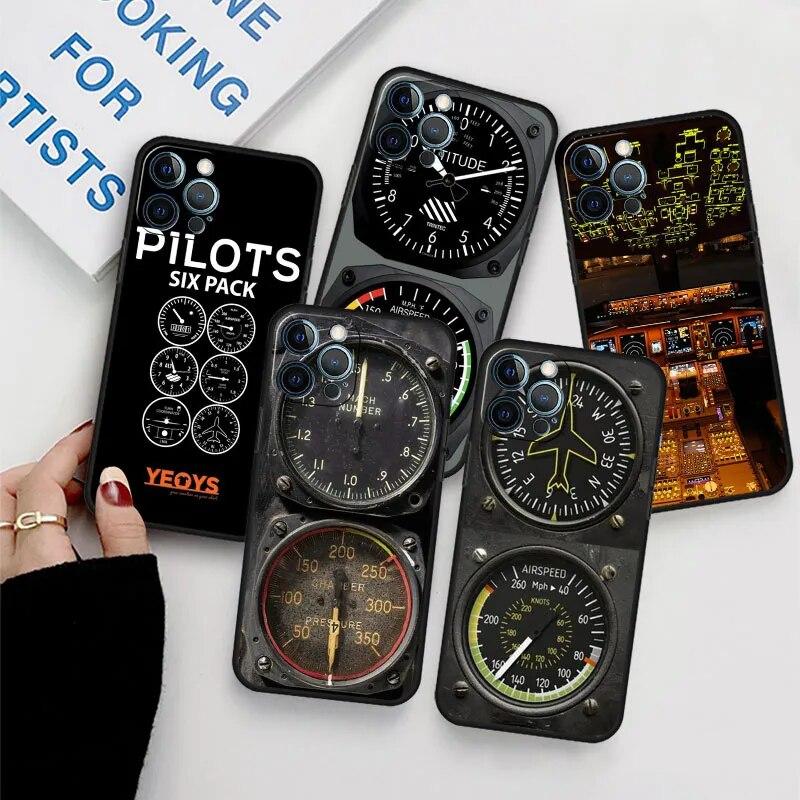 Case For Apple iPhone 11 13 12 14 Pro 7 Plus XR X XS Max 6 6S SE Phone Funda Aviation Aeroplane Helicopter Cockpit Instrument