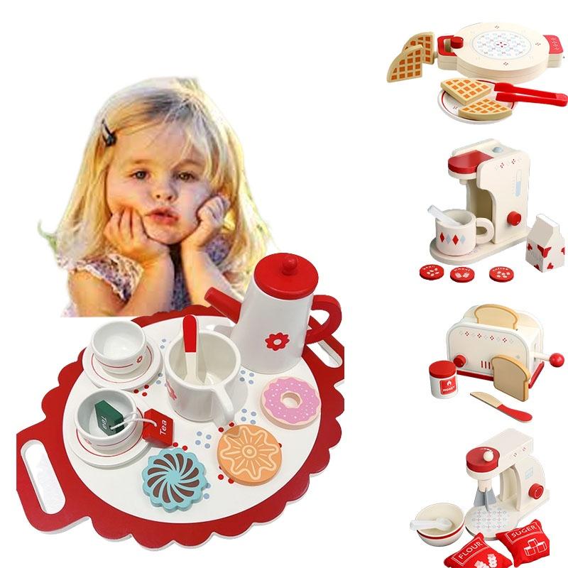 Wood Simulation Tea Set Pretend Play Kitchen Role Play Educational Toy For Kindergarten Children's Kitchen Role Play Set