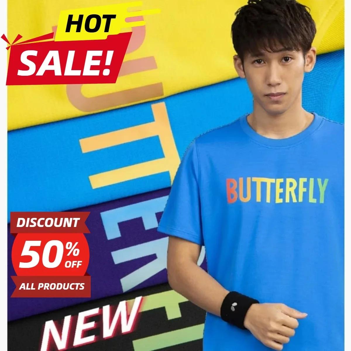 

ZX Tee Butterfly New Table Tennis Sports Round Neck Short Sleeve 827 Simple Casual Sports T-shirt Short Sleeve Genuine Mens T Shirts S