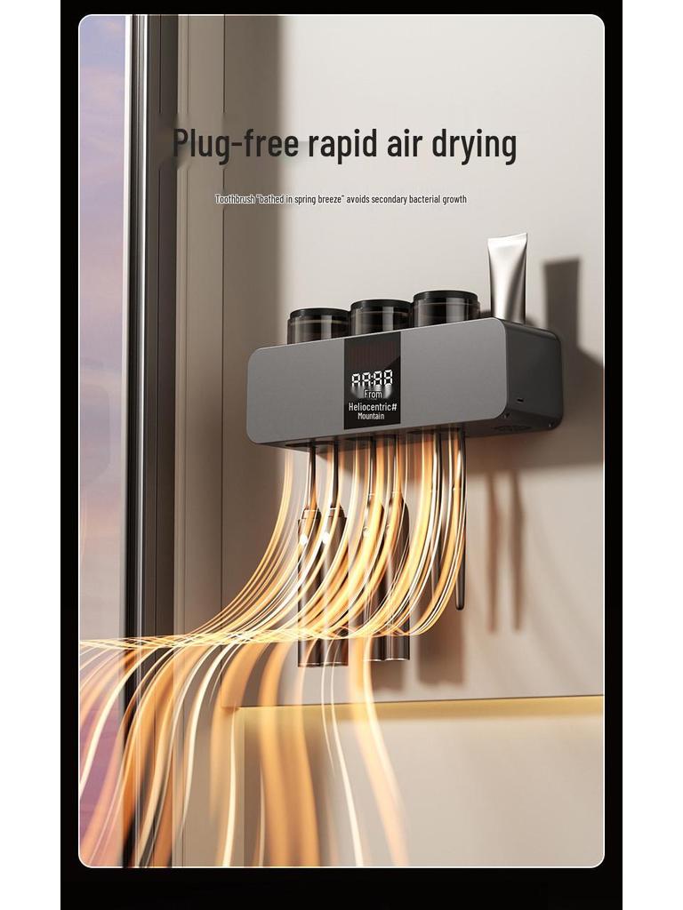 Wall-Mounted Smart Toothbrush Sterilizer with UV Air-Drying and Holder