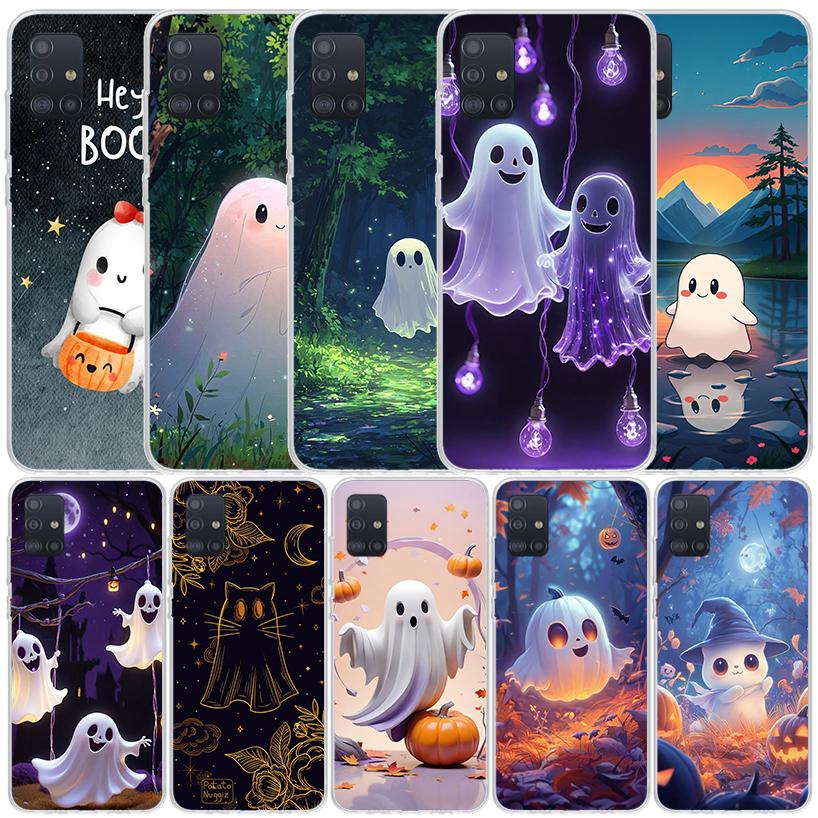 Cute Halloween Ghost Soft Cover for Samsung Galaxy A12 A22 A32 A52 A72 A02S Phone Case Note 20 Ultra 10 S10 Plus A51 A71 A50S A2