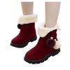 Children Kids Baby Girls Winter Warm Solid Hairball Snow Short Boots Casaul Shoes