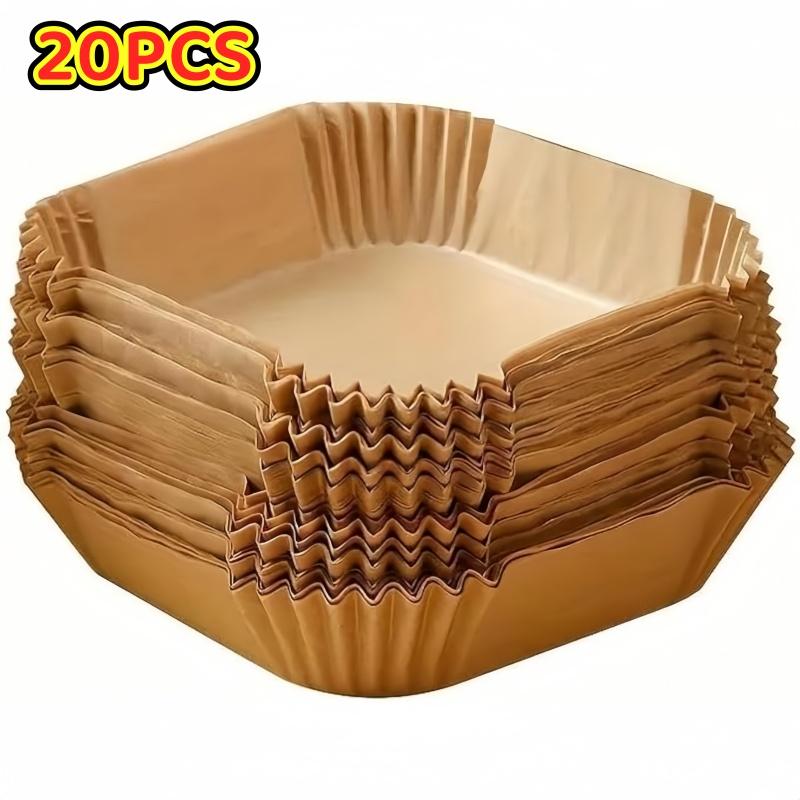 20/50 Stück Heißluftfritteuse Einweg-Papierauskleidungen Quadratische Papierauskleidung Ölbeständig, Wasserdicht, Backpapier zum Backen, Braten, Mikrowelle