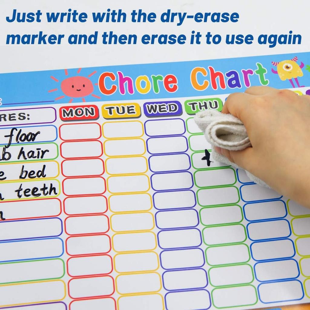 Fancy Land Dry Erase Chore Chart for Kids Reward Chart Reble Self-Adhesive Behavior Chart for School Home Classroom 8 Pack