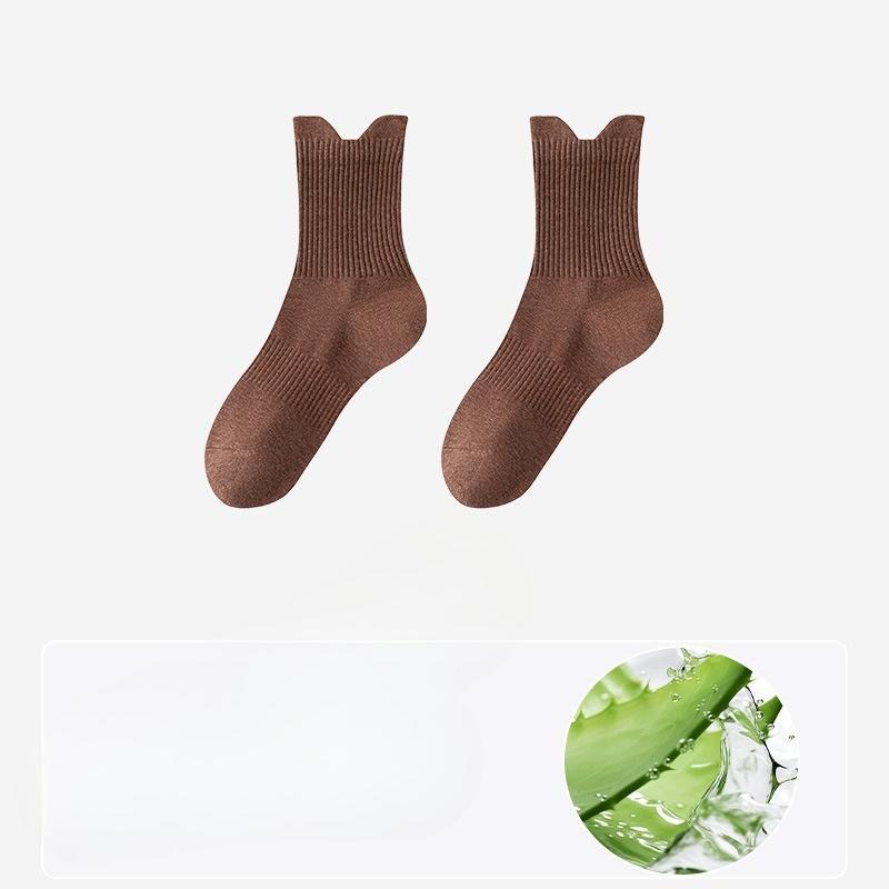 Damen Herbst Reine Baumwolle Aloe Ätherisches Öl Feuchtigkeitsspendend 10A Bakteriostatisch Desodorierend Leichte Sport Baumwollsocken