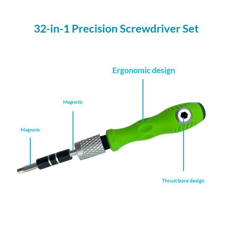 24/32 In 1 Precision Screwdriver Kit Magnetic Non Slip Green Handle for Home Office Daily Small Repair Needs