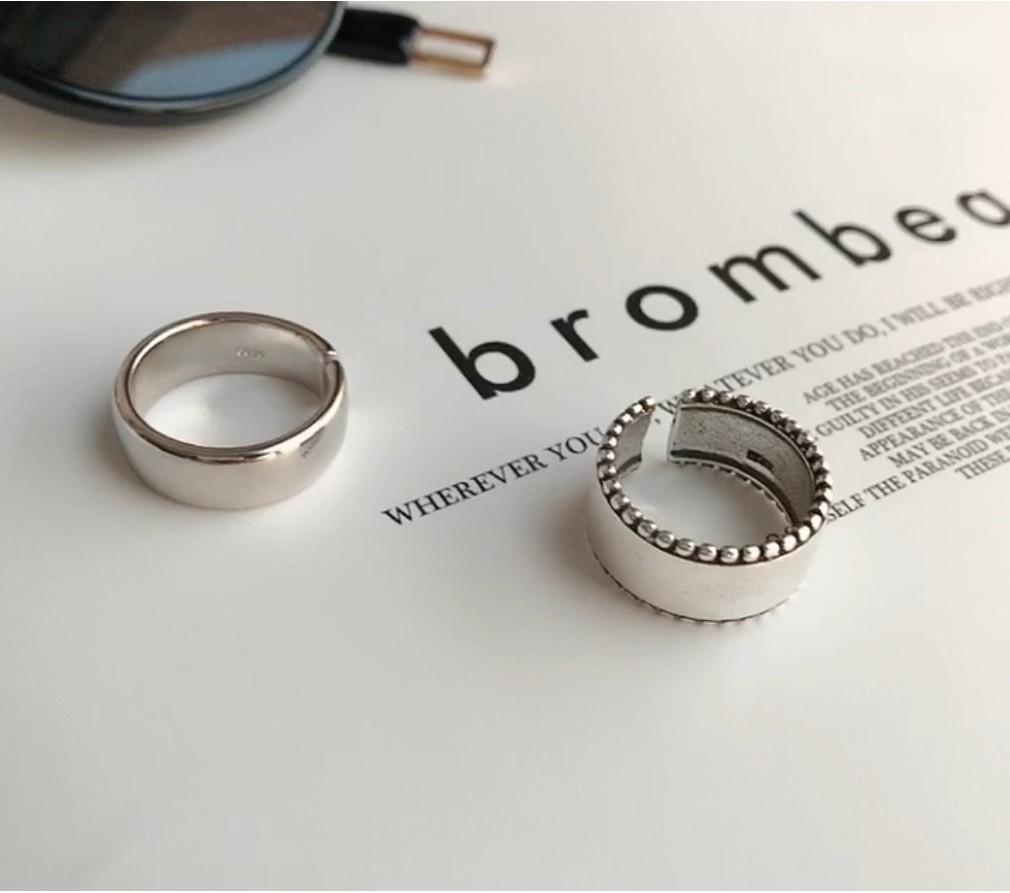 Stylish And Sleek Pure Silver Adjustable Ring Thick Band Geometric Design For Look Trendy