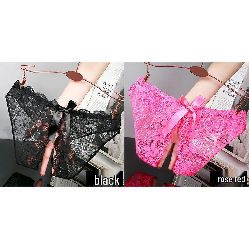 Lace Seamless Open Crotch Panties with Bow - Women's Sexy, Breathable, and Charming Design