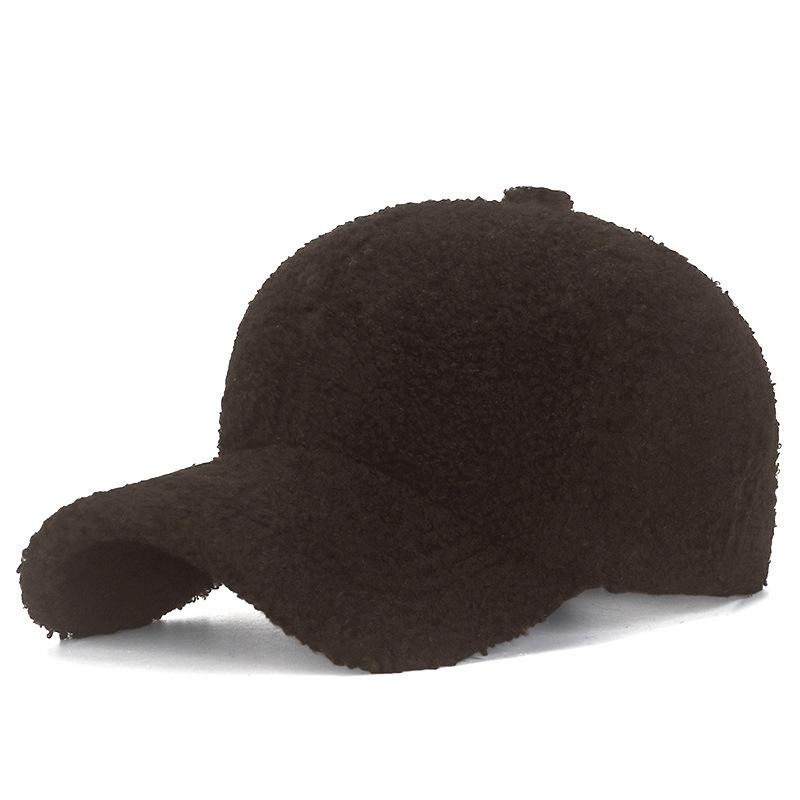 Autumn and Winter Women's Casual Warm Baseball Cap, Korean Street Style Plush Solid Color Simple Versatile Student Flat Brim Hat