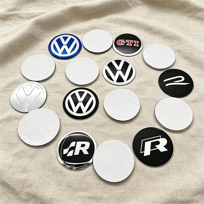 2026 New 4Pc 56mm 60mm 65mm Car Logo Wheel Center Hub Caps Badge Sticker Emblem Decals For VW GTI Golf 6 Polo R-Line CC Passat Tiguan B7PC7