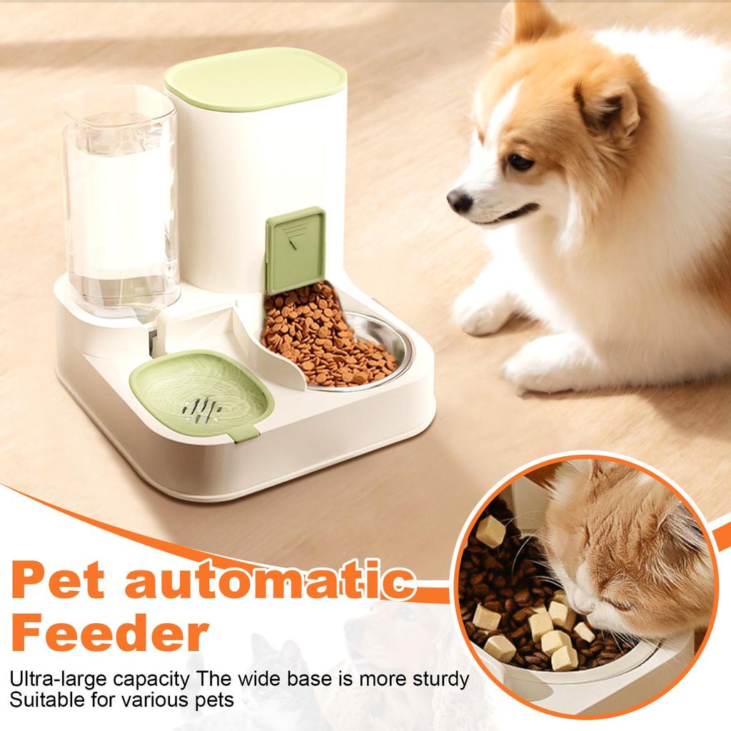 Automatic Pet Feeder And Waterer, Automatic Feeding Cat Food And Waterer Set For Small And Large Cats And Dogs