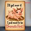 Vintage Metal Poster Cute Pig Funny Sign Kitchen Wall Decor