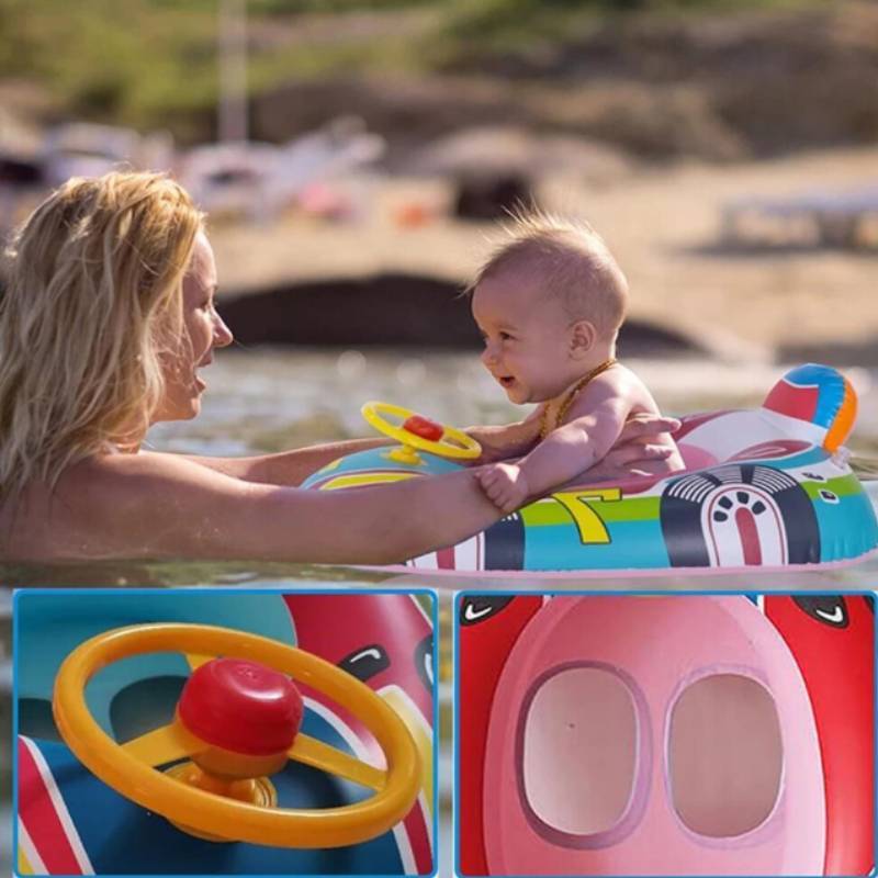 Aufblasbarer Schwimmring für Kinder mit Cartoon-Design, dickem PVC und großem Lenkrad für Wasserspiele