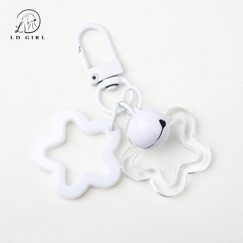 

Цветной акриловый брелок-подвеска в виде пентаграммы-колокольчика, аксессуары для DIY, подвеска-замок для рюкзака, кольцо для ключей, подвеска для автомобиля белый