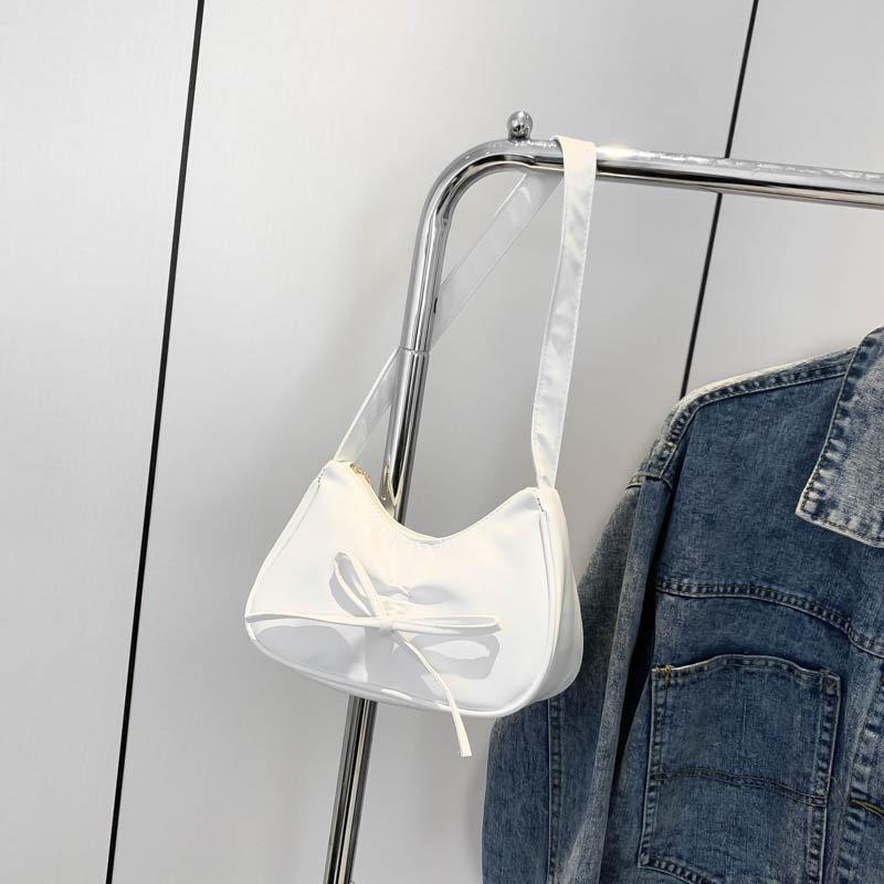 Ballet style pleated armpit bag women's new fashion commuter shoulder bag solid color messenger bag tote bag