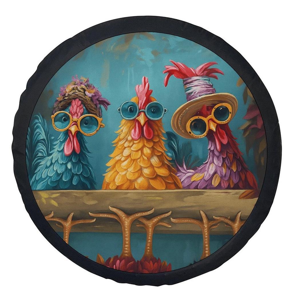 Single Fancy Chicken Design Tire Cover, Stylish Universal Wheel Protector, Fits Most Vehicle Wheels