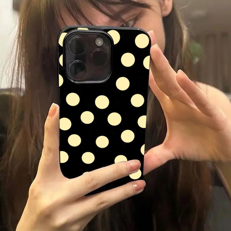 Simple Fashion Yellow Polka Dot Pattern Phone Case For iPhone 17 Air 16 15 14 13 12 11 Pro Max 16E XR X XS 7 8 Plus Soft Cover