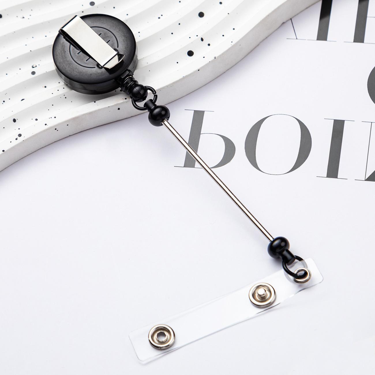 Card Holder Retractable Easy Pull Buckle Creative Beads Keychain Retractable Buckle Work Badge ID Easy Pull String Buckle