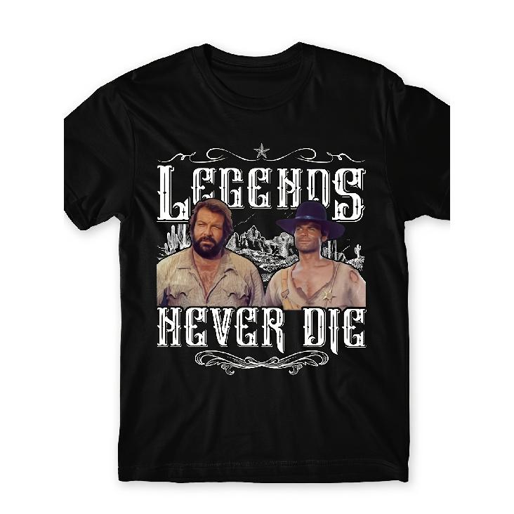 Herren Bud und Terence Anime T-Shirt - Legends Never Die Grafik-T-Shirt mit Bud & Terence Ästhetik, Rundhals Freizeit-Shirt, Leichter Stretchstoff