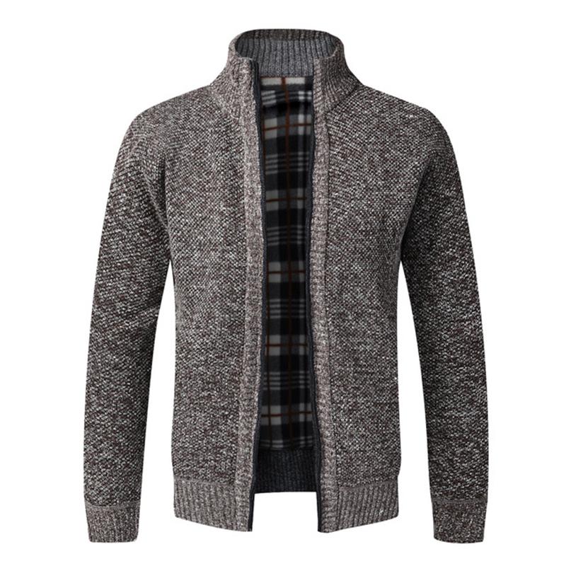 Jesienno-zimowa nowa męska kurtka Slim Fit stójka z zamkiem błyskawicznym kurtka męska solidna bawełniana gruby ciepły sweter