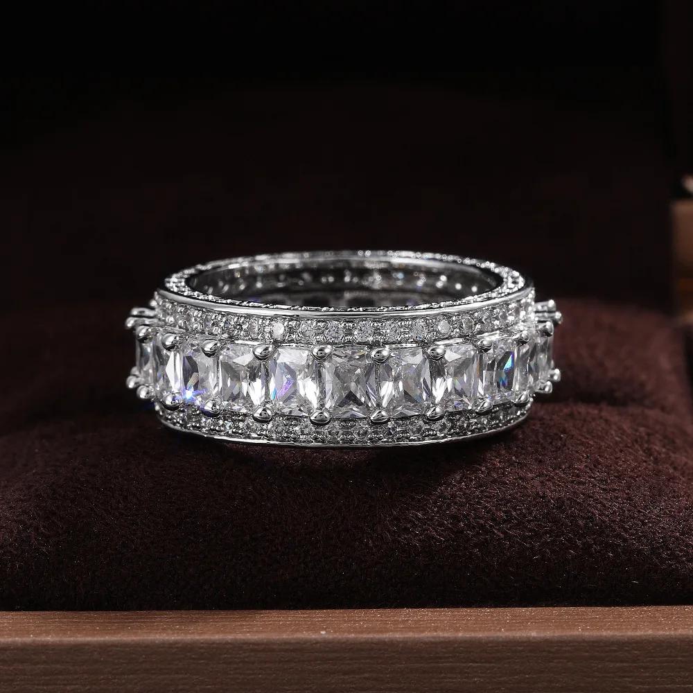 Classic Women Band Sterling SIlver Ring 5A Clear Cubic Zircon Fine Stackable Vintage Luxury for Women Engagement
