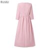 ZANZEA Women Casual Square Collar 3/4 Sleeve Long Dress