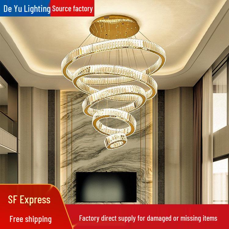 Modern Minimalist Crystal Chandelier for Double-Height Spaces