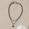 European & American Double-Layer Crescent Necklace – Cool Hip-Hop Star Pendant Design for Women