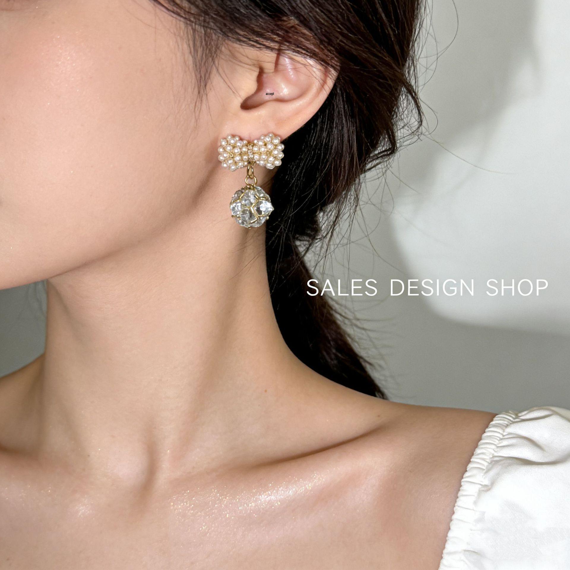 Korean Rice Bead Zirconia Stud Earrings – Fashionable, Versatile, and Stylish Accessories