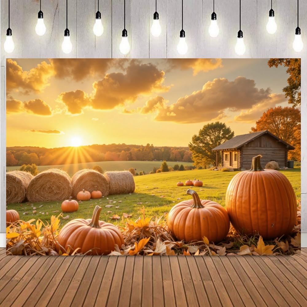 Autumn Harvest Photography Background Truck Fallen Leaves Maple Fruits pumpkin Sunflower Thanksgiving Party Decor Photo Backdrop6