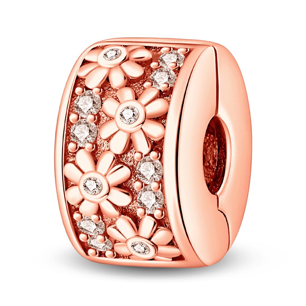 Silver Clasp 925 Silver Pave Clip Charms Colored Beads Stopper Safety Chain Fit Original Bangle Bracelet Jewelry Clip