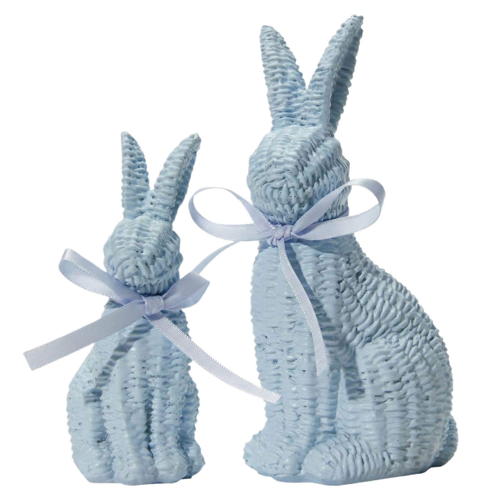 

Easter Bunny Decorative Figurine Set Of Two Holiday Tabletop Spring Home Decor One Size синий
