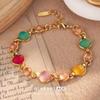Farbenfrohes Vintage Französisches Kristallperlenarmband – Leichter Luxus Retro Nischendesign