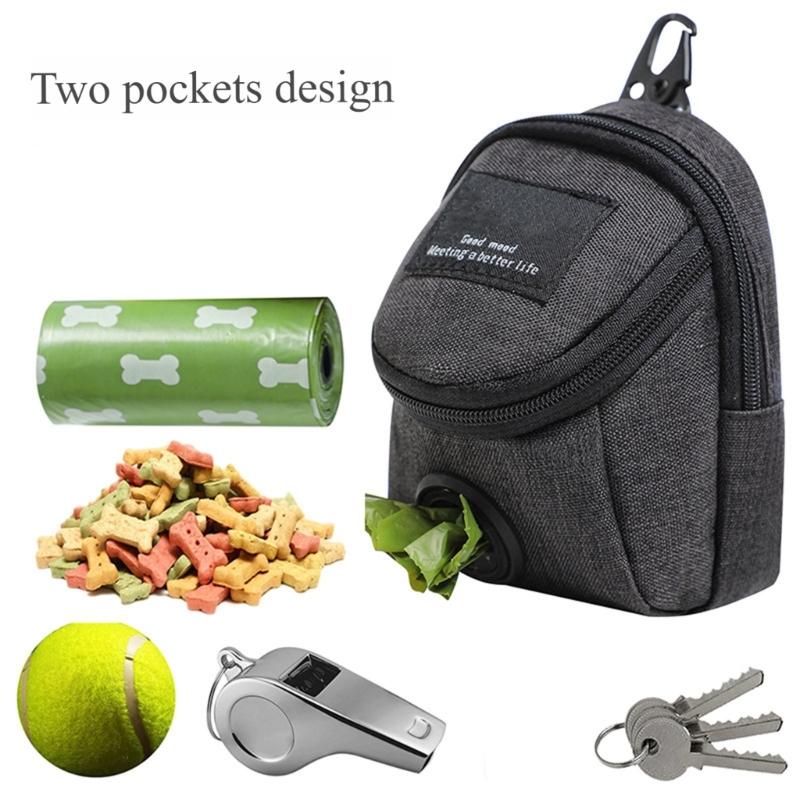 Oxford Fabric Pet Waste Bag Dispenser With Treat Pocket For Dog Convenient Clip On Design Outdoor Walking Essential