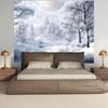 2D Christmas Winter Tapestry, Frosty Snow Forest Background Cloth