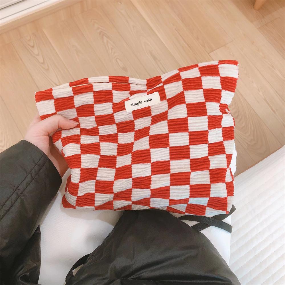 

202 Elegant Grid Pattern Travel Toiletry Bag Cosmetic Carrying Bag Organizer Storage Pouch Big Grid