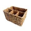 Water Hyacinth Handwoven Cutlery Organizer Rectangular Dinnerware Storage Basket  Bedroom